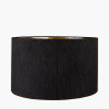 Sofia Black and Gold Enamel Table Lamp Base with Stellan 35cm Black Slubbed Silk Mix Gold Lined Cylinder Lampshade