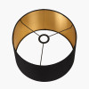 Sofia Black and Gold Enamel Table Lamp Base with Stellan 35cm Black Slubbed Silk Mix Gold Lined Cylinder Lampshade