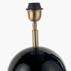 Sofia Black and Gold Enamel Table Lamp Base with Stellan 35cm Black Slubbed Silk Mix Gold Lined Cylinder Lampshade