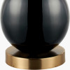 Sofia Black and Gold Enamel Table Lamp Base with Stellan 35cm Black Slubbed Silk Mix Gold Lined Cylinder Lampshade