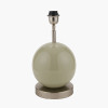 Sofia Sage and Silver Enamel Table Lamp Base with Harry 35cm Steel Grey Cotton Mix Cylinder Lampshade