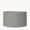 Sofia Sage and Silver Enamel Table Lamp Base with Harry 35cm Steel Grey Cotton Mix Cylinder Lampshade