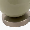 Sofia Sage and Silver Enamel Table Lamp Base with Harry 35cm Steel Grey Cotton Mix Cylinder Lampshade