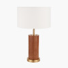 Laurence Tan Leather and Brass Cylindrical Table Lamp Base
