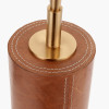 Laurence Tan Leather and Brass Cylindrical Table Lamp Base