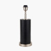 Laurence Black Croc Leather and Silver Cylindrical Table Lamp Base with Milos 35cm Natural Linen Tapered Lampshade