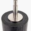 Laurence Black Croc Leather and Silver Cylindrical Table Lamp Base with Milos 35cm Natural Linen Tapered Lampshade