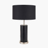 Laurence Black Croc Leather and Silver Cylindrical Table Lamp Base