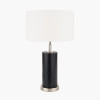 Laurence Black Croc Leather and Silver Cylindrical Table Lamp Base