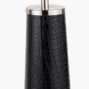 Laurence Black Croc Leather and Silver Table Lamp Base with Milos 35cm Natural Linen Tapered Lampshade