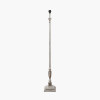Canterbury Antique Silver Metal Floor Lamp Base with Henry 45cm White Handloom Cylinder Lampshade