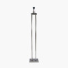 Langston Nickel Metal Column Floor Lamp Base with Lino 45cm Cinnamon Self Lined Linen Cylinder Lampshade