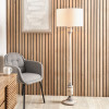 Captiva Grey Wash Mango Wood Floor Lamp Base with Rouen 45cm White Boucle Cylinder Lampshade