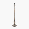 Captiva Grey Wash Mango Wood Floor Lamp Base with Thiago 45cm Natural Stripe Mushroom Pleat Tapered Lampshade