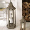 Adaline Antique Grey Wood Lantern Floor Lamp