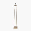 Langston Satin Brass Metal Column Floor Lamp Base with Lino 45cm Grey Self Lined Linen Cylinder Lampshade
