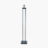 Langston Matt Black Metal Column Floor Lamp Base with Stellan 45cm Gold Slubbed Silk Mix Gold Lined Cylinder Lampshade