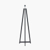 Whitby Matt Black Wood Tapered 4 Post Floor Lamp Base with Edward 45cm Natural Linen Cylinder Lampshade