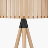 Rabanne Slatted Natural Wood Tripod Floor Lamp