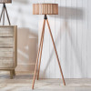 Rabanne Slatted Natural Wood Tripod Floor Lamp