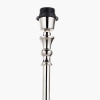 Claudius Nickel Metal Stick Floor Lamp Base with Thiago 40cm Ocean Blue Stripe Mushroom Pleat Tapered Lampshade