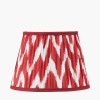 Claudius Gold Metal Stick Floor Lamp Base with Kamilah 40cm Red Chevron Patterned Mushroom Pleat Tapered Lamp Shade