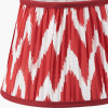 Claudius Gold Metal Stick Floor Lamp Base with Kamilah 40cm Red Chevron Patterned Mushroom Pleat Tapered Lamp Shade