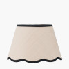 Claudius Gold Metal Stick Floor Lamp Base with Tabitha 40cm Cream Jute Scalloped Edge Tapered Lamp Shade with Contrast Binding