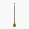 Antoine Black Croc and Antique Brass Metal Floor Lamp Base with Lyndon 40cm Black Silk Mix Knife Pleat Tapered Lampshade