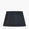 Antoine Black Croc and Antique Brass Metal Floor Lamp Base with Lyndon 40cm Black Silk Mix Knife Pleat Tapered Lampshade