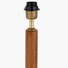 Toma Oiled Wood Tall Neck Floor Lamp Base with Izara 45cm Racing Green Ikat Patterned Mushroom Pleat Tapered Lampshade