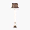 Canterbury Antique Brass Metal Floor Lamp Base with Athira 45cm Multi Chevron Design Mushroom Pleat Tapered Lamp Shade
