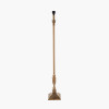 Canterbury Antique Brass Metal Floor Lamp Base with Lino 45cm White Self Lined Linen Cylinder Lampshade