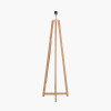 Whitby Natural Wood Tapered 4 Post Floor Lamp Base with Edward 45cm Pistachio Green Linen Cylinder Lampshade