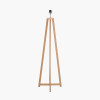 Whitby Natural Wood Tapered 4 Post Floor Lamp Base with Lino 45cm Cinnamon Self Lined Linen Cylinder Lampshade