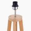 Whitby Natural Wood Tapered 4 Post Floor Lamp Base with Lino 45cm Cream Self Lined Linen Cylinder Lampshade