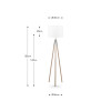 Vali Silver Metal and Grey Wood Grain Tripod Floor Lamp