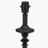 Emilio Matt Black Candlestick Floor Lamp Base with Izara 45cm Cinnamon Ikat Patterned Mushroom Pleat Tapered Lampshade
