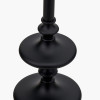 Emilio Matt Black Candlestick Floor Lamp Base with Kamilah 45cm Blue Chevron Patterned Mushroom Pleat Tapered Lamp Shade