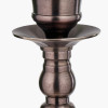 Piero Antique Bronze Metal Candlestick Floor Lamp Base with Vienna 45cm Black Chevron Mushroom Pleat Lampshade