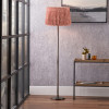 Piero Antique Bronze Metal Candlestick Floor Lamp Base with Vienna 45cm Red Chevron Mushroom Pleat Lampshade