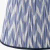 Piero Antique Bronze Metal Candlestick Floor Lamp Base with Kamilah 45cm Blue Chevron Patterned Mushroom Pleat Tapered Lamp Shade