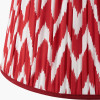 Piero Antique Bronze Metal Candlestick Floor Lamp Base with Kamilah 45cm Red Chevron Patterned Mushroom Pleat Tapered Lamp Shade