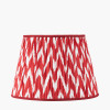 Piero Antique Bronze Metal Candlestick Floor Lamp Base with Kamilah 45cm Red Chevron Patterned Mushroom Pleat Tapered Lamp Shade