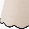 Piero Antique Bronze Metal Candlestick Floor Lamp Base with Tabitha 45cm Cream Jute Scalloped Edge Tapered Lamp Shade with Contrast Binding