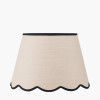 Piero Antique Bronze Metal Candlestick Floor Lamp Base with Tabitha 45cm Cream Jute Scalloped Edge Tapered Lamp Shade with Contrast Binding