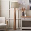 Esha Natural Conical Wood Floor Lamp Base with Milos 50cm Natural Linen Tapered Lampshade