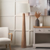 Esha Natural Conical Wood Floor Lamp Base with Martigues 50cm White Boucle Tapered Lampshade