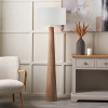 Esha Natural Conical Wood Floor Lamp Base with Lino 50cm White Self Lined Linen Cylinder Lampshade