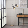Juna Black Metal and Natural Wood Two Head Floor Lamp